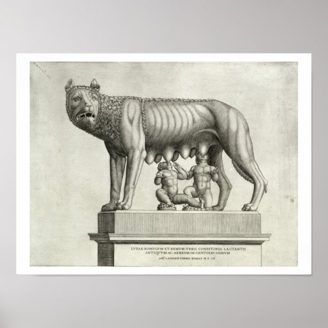 Poster Dessin du bronze étrusque de la si-loup-elle (Devant)