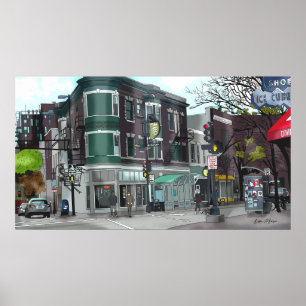 Poster Dessin du centre de Madison, Wisconsin