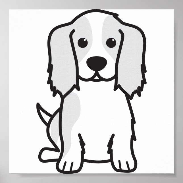 Poster Dessin du chien espagnol Cavalier King Charles (Devant)