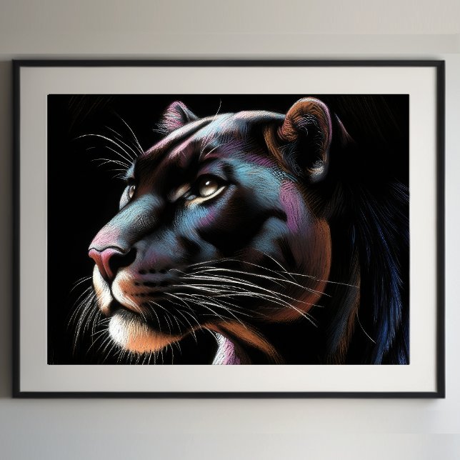 Poster Dessin dur Pastel Black Panther II (Créateur téléchargé)
