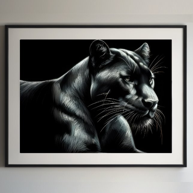 Poster Dessin dur Pastel Black Panther III (Créateur téléchargé)