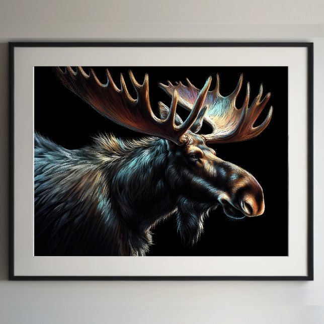 Poster Dessin dur Pastel Bull Moose (Créateur téléchargé)