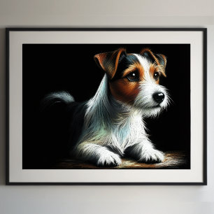 Poster Dessin dur Pastel Jack Russell Terrier