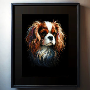 Poster Dessin dur Pastel King Charles Cavalier Spaniel