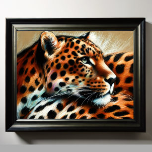 Poster Dessin dur Pastel Leopard