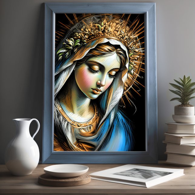 Poster Dessin dur Pastel Mère Marie (Créateur téléchargé)