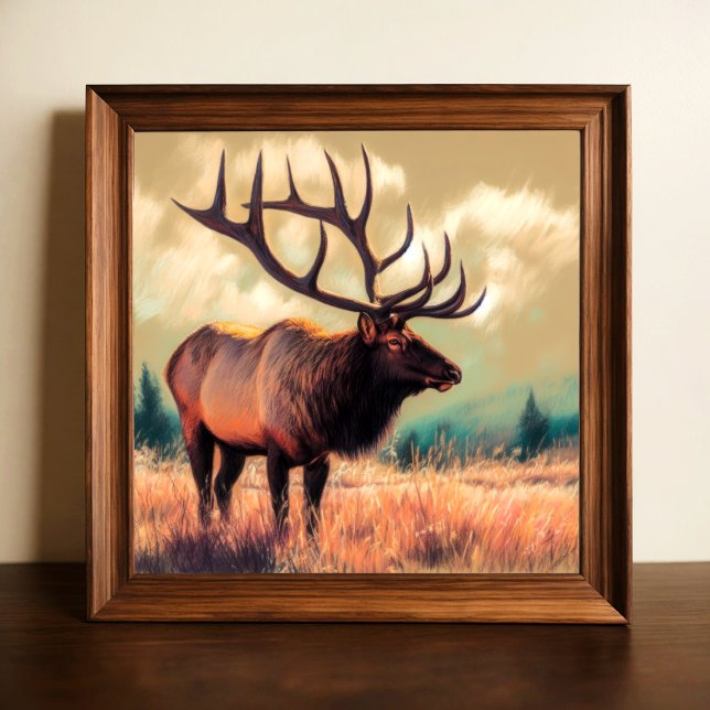 Poster Dessin dur Pastel Peinture d'un Elk (Créateur téléchargé)