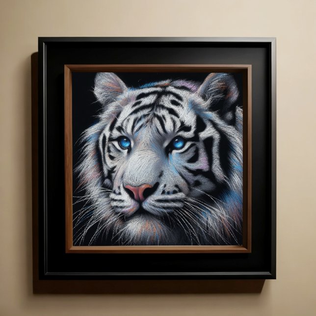 Poster Dessin dur Pastel Tigre blanc (Créateur téléchargé)