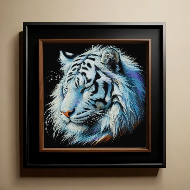Poster Dessin dur Pastel Tigre blanc (Créateur téléchargé)