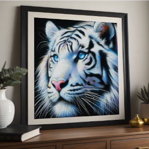 Poster Dessin dur Pastel Tigre blanc