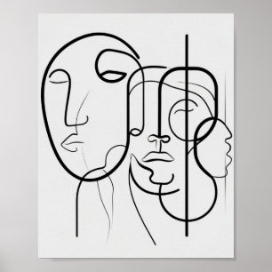 Poster Dessin facial minimaliste de ligne