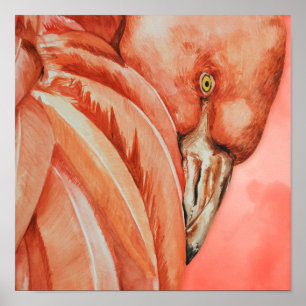 Poster Dessin Flamant rose mignon