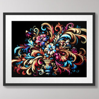 Poster Dessin Floral Abstrait Pastel en Fleurissement
