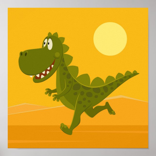 Poster Dessin Funny Cute Dinosaur Jurassic (Devant)