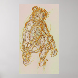 Poster Dessin gestuel féminin