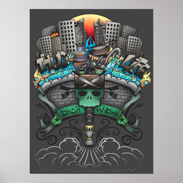Poster Dessin Graffiti pour lave-vaisselle (Devant)