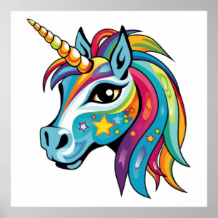 Poster Dessin graphique unicorne mignon