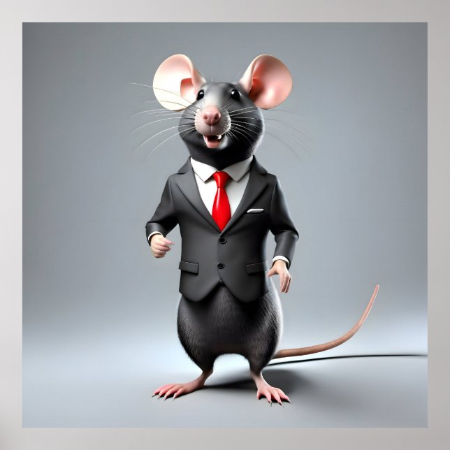 Poster dessin humoristique de souris (Devant)
