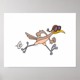 Poster dessin humoristique d'oiseau bête