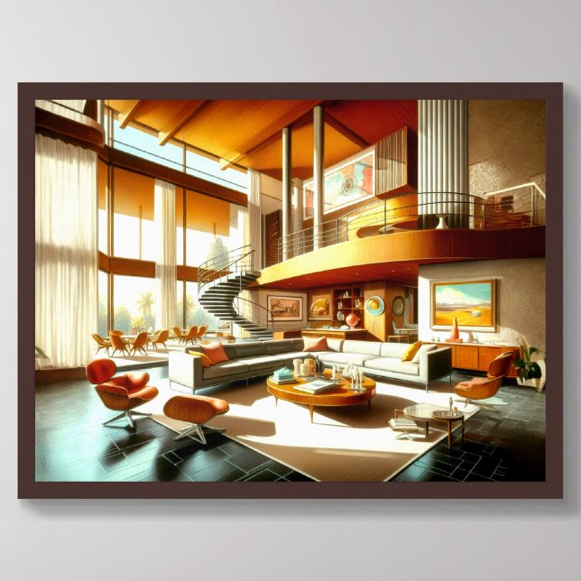 Poster Dessin Intérieur Architectural Moderne Du Milieu D (Créateur téléchargé)