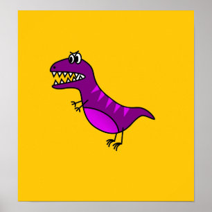 Poster Dessin mignon de dessin animé de dinosaure art enf