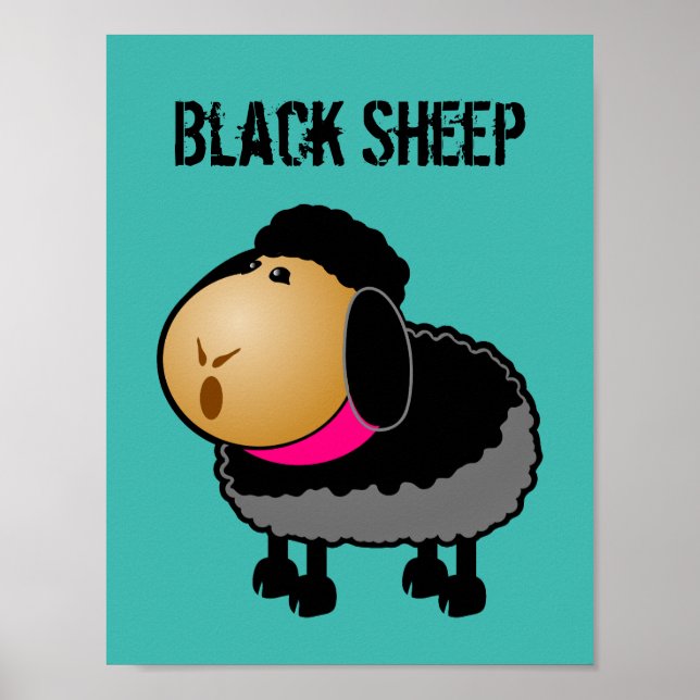Poster Dessin mignon en mouton noir (Devant)