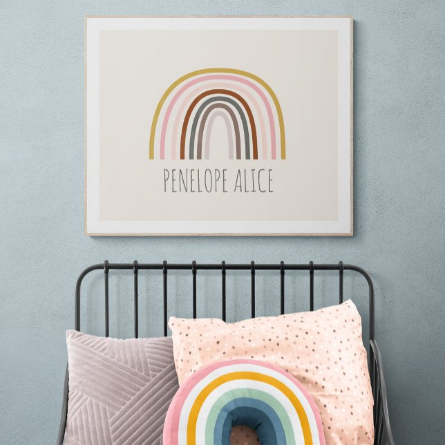 Poster Dessin minimaliste Boho arc-en-ciel personnalisé (Créateur téléchargé)