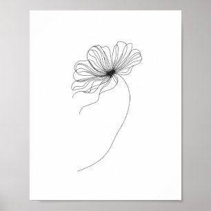 Poster Dessin minimaliste en ligne de fleurs