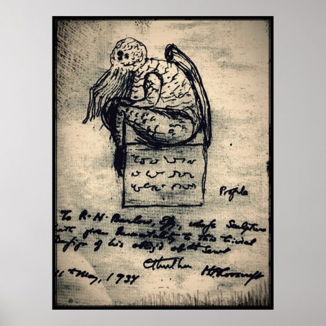 Poster Dessin original de Cthulhu par HP Lovecraft (Devant)
