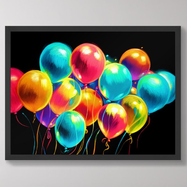Poster Dessin pastel Bouquet coloré joyeux de ballons (Créateur téléchargé)
