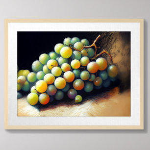 Poster Dessin Pastel Bunch de Raisins verts encore la vie