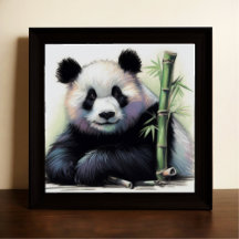 Dessin pastel de Panda Bear Bamboo