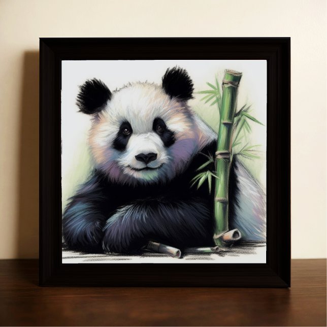 Poster Dessin pastel de Panda Bear Bamboo (Créateur téléchargé)