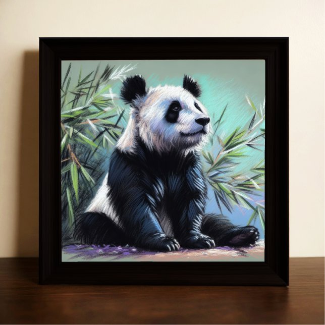 Poster Dessin pastel de Panda Bear Bamboo III (Créateur téléchargé)