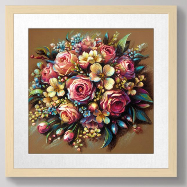 Poster Dessin pastel d'un bouquet floral (Créateur téléchargé)