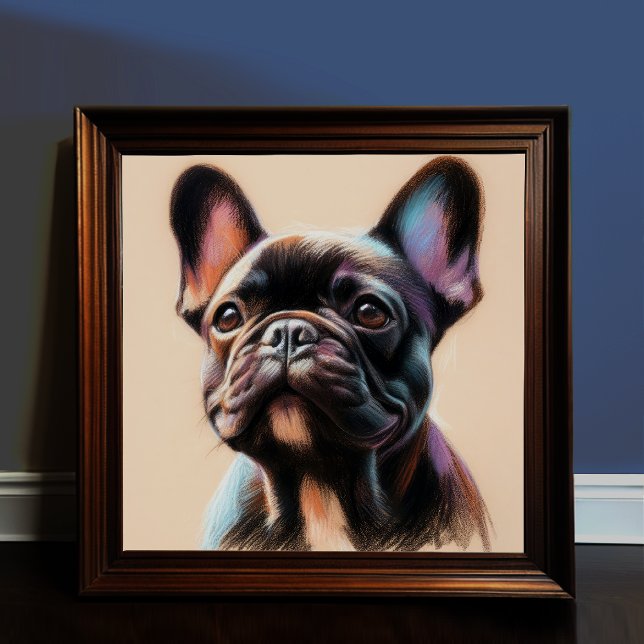 Poster Dessin pastel d'un Bulldog français (Créateur téléchargé)