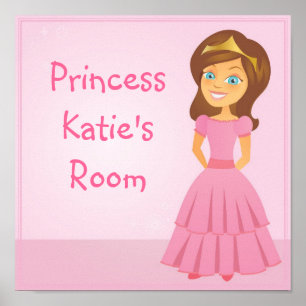 Poster Dessin Princesse personnalisable Mur Art pour enfa