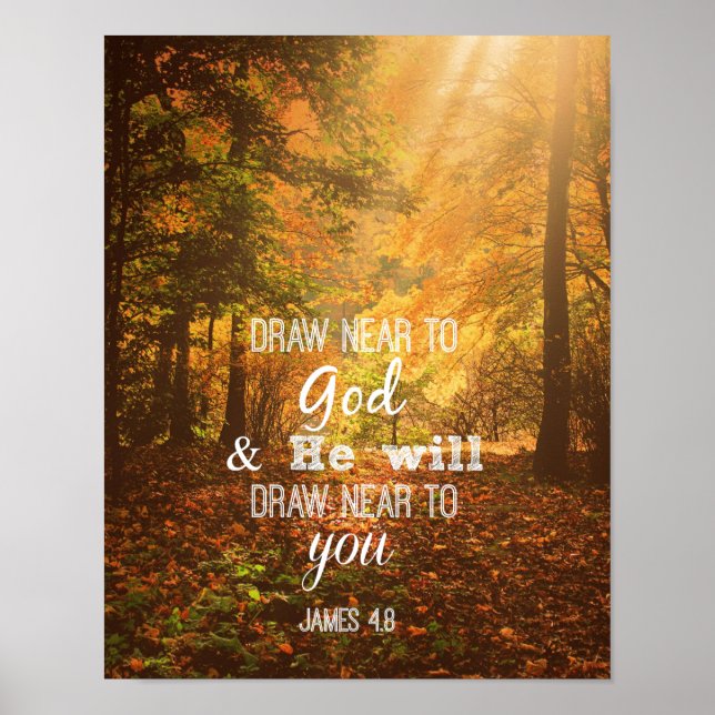 Poster Dessin Proximité de Dieu Bible Verse (Devant)
