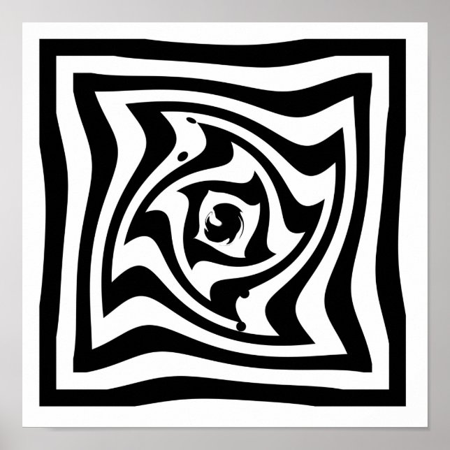 Poster Dessin psychédélique avec effet d'illusion optique (Devant)