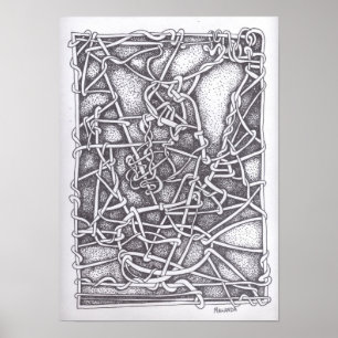 Poster Dessin stylo et encre : "String"