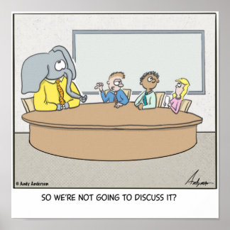 Poster Dessin sur l'éléphant dans la pièce