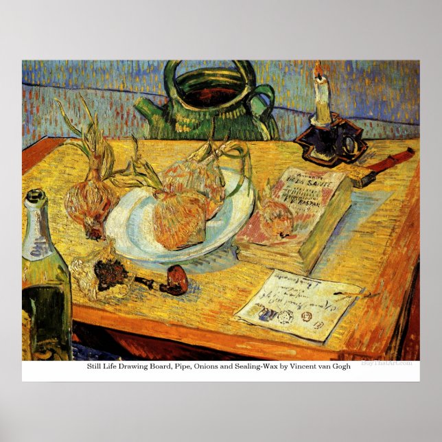 Poster Dessin, tuyau et oignons - Vincent van Gogh (Devant)
