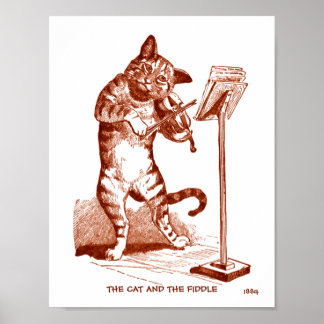 Poster Dessin vintage de The Cat and the Fiddle 1884 copi