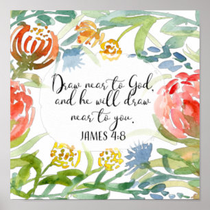 Poster Dessinez près de Dieu   James 4:8