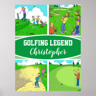 Poster Dessins animés amusants pour une légende du golf