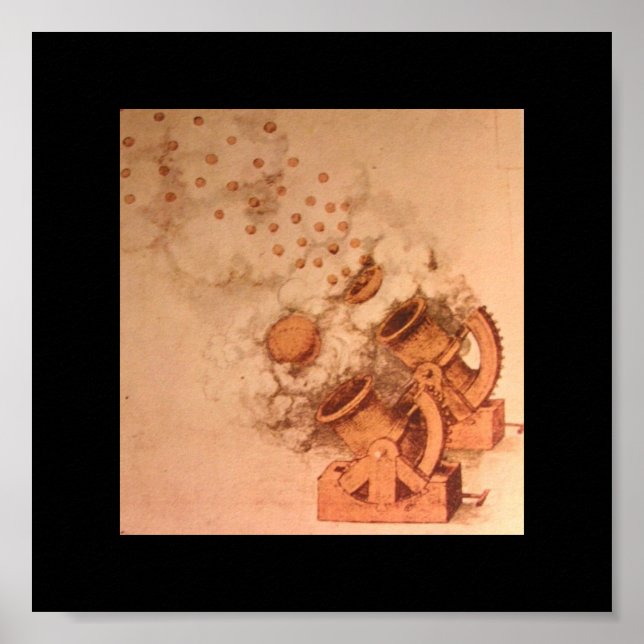 Poster Dessins de canons de Léonard de Vinci (Devant)