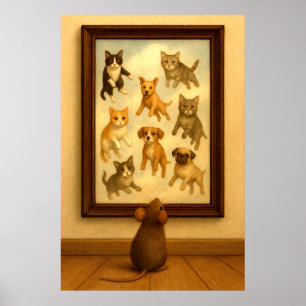 Poster Dessins de chats et de chiens drôles pour les murs