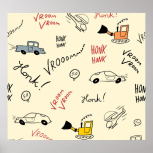 Poster Dessins de voiture sans couture : Feuille enfant
