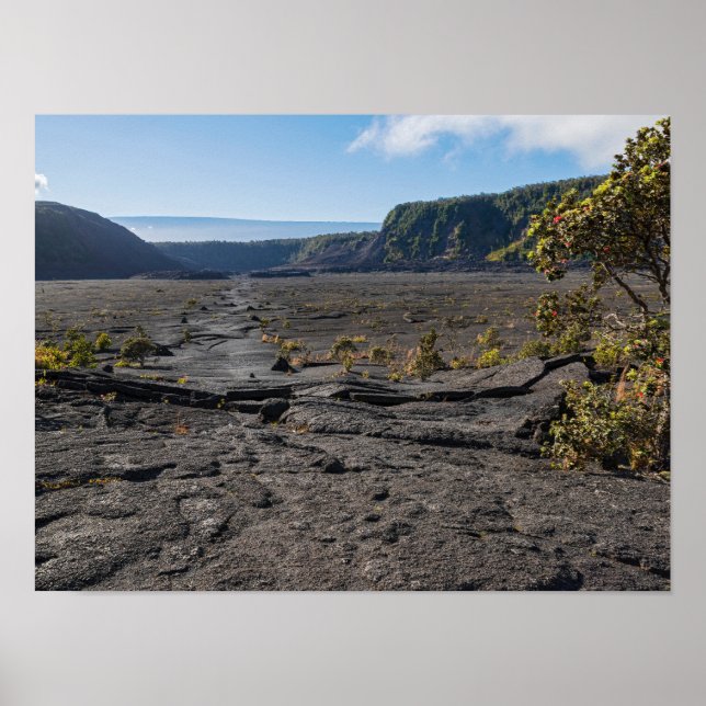 Poster dessus lit de lave sèche du cratère kilauea iki (Devant)