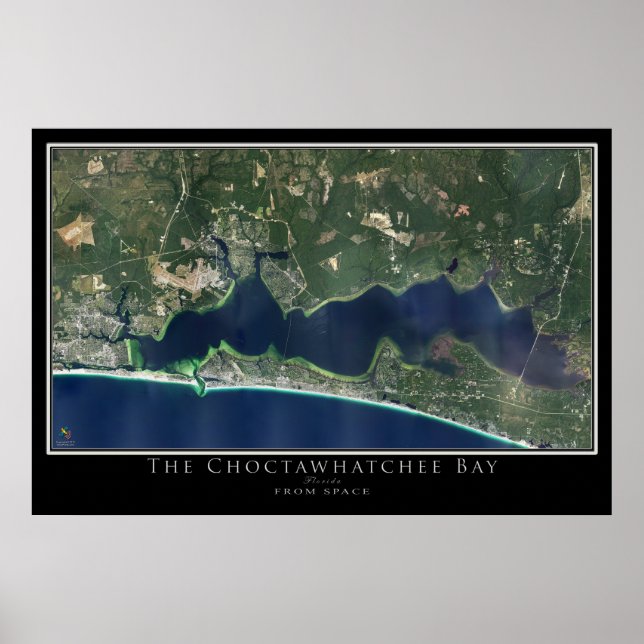 Poster Destin - Choctawhatchee Bay Florida Carte Satellit (Devant)